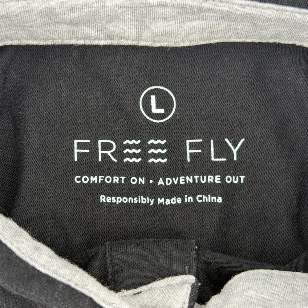 Free Fly Mens Black Short Sleeve Polo Shirt Size L Comfort Bamboo Outdoor Casual